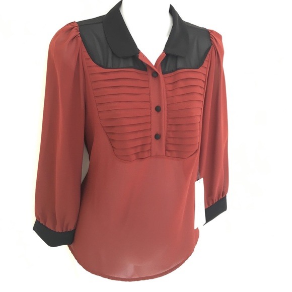 New Italian Rust chiffon blouse - Picture 1 of 6